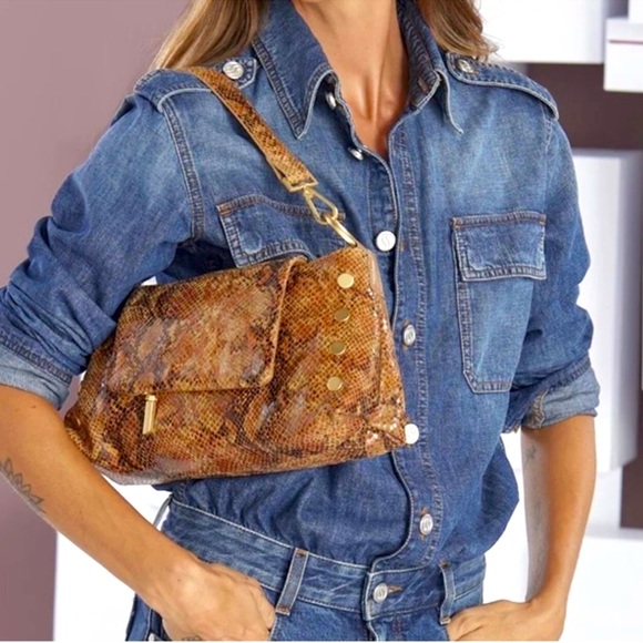 Hammitt Handbags - NWT 🌹HAMMITT VIP Satchel Centerpiece Snake / Brushed Gold $445 retail